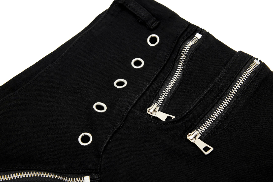 3-6-5.shop Zipper Detail Flared Pants