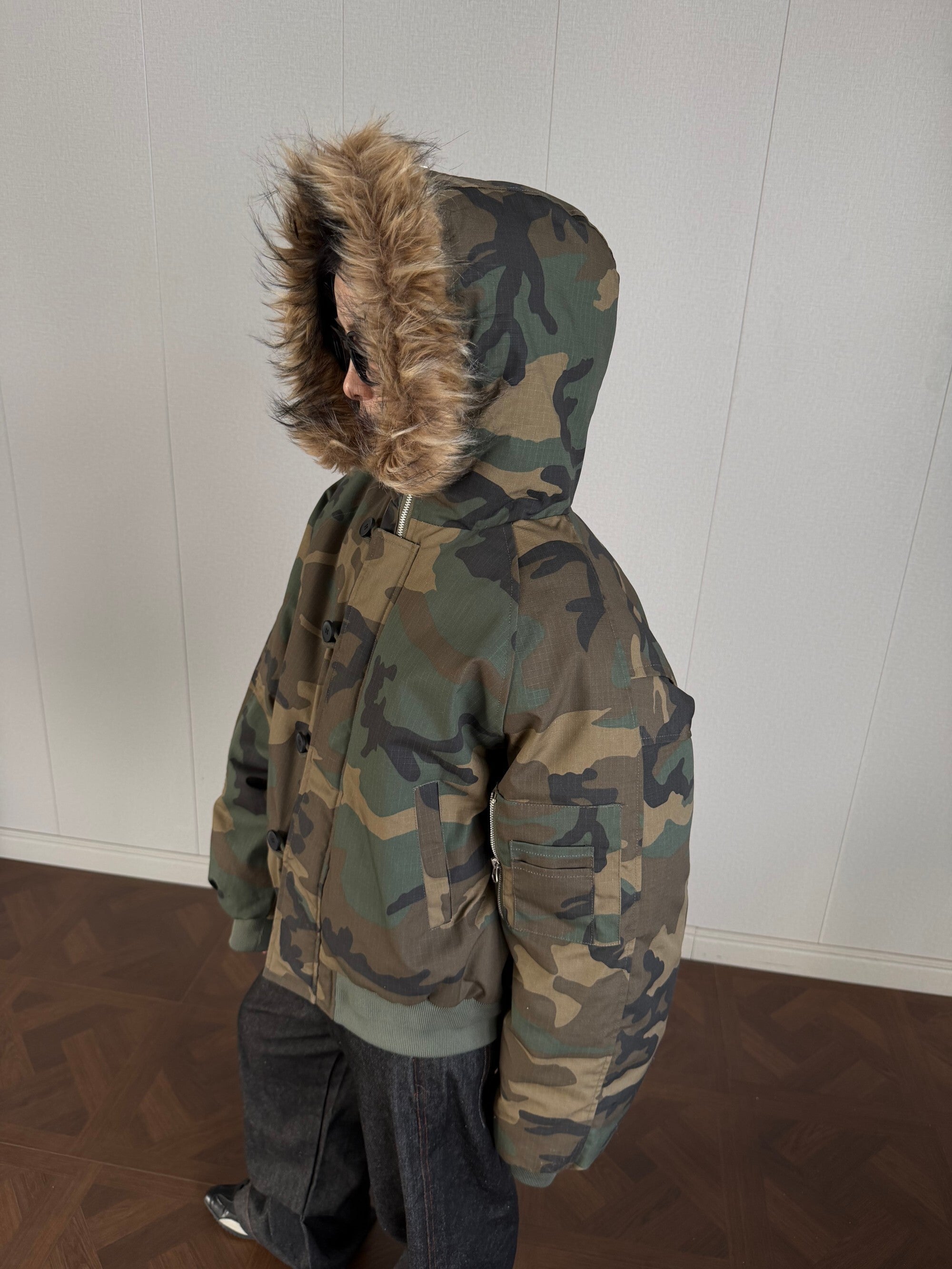 3-6-5.shop Camo Fur-Hood Puffer Jacket