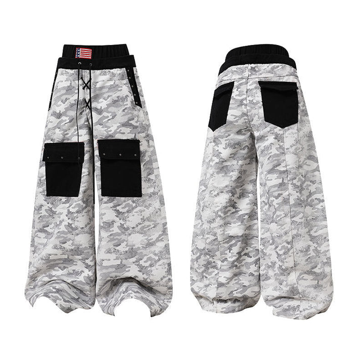 3-6-5.shop Camo Patchwork Cargo Curved Pants