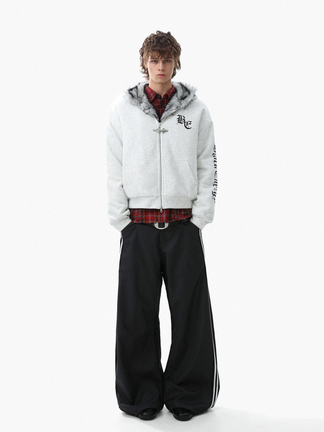 3-6-5.shop Faux Fur Lined Metal Clasp Hoodie Jacket