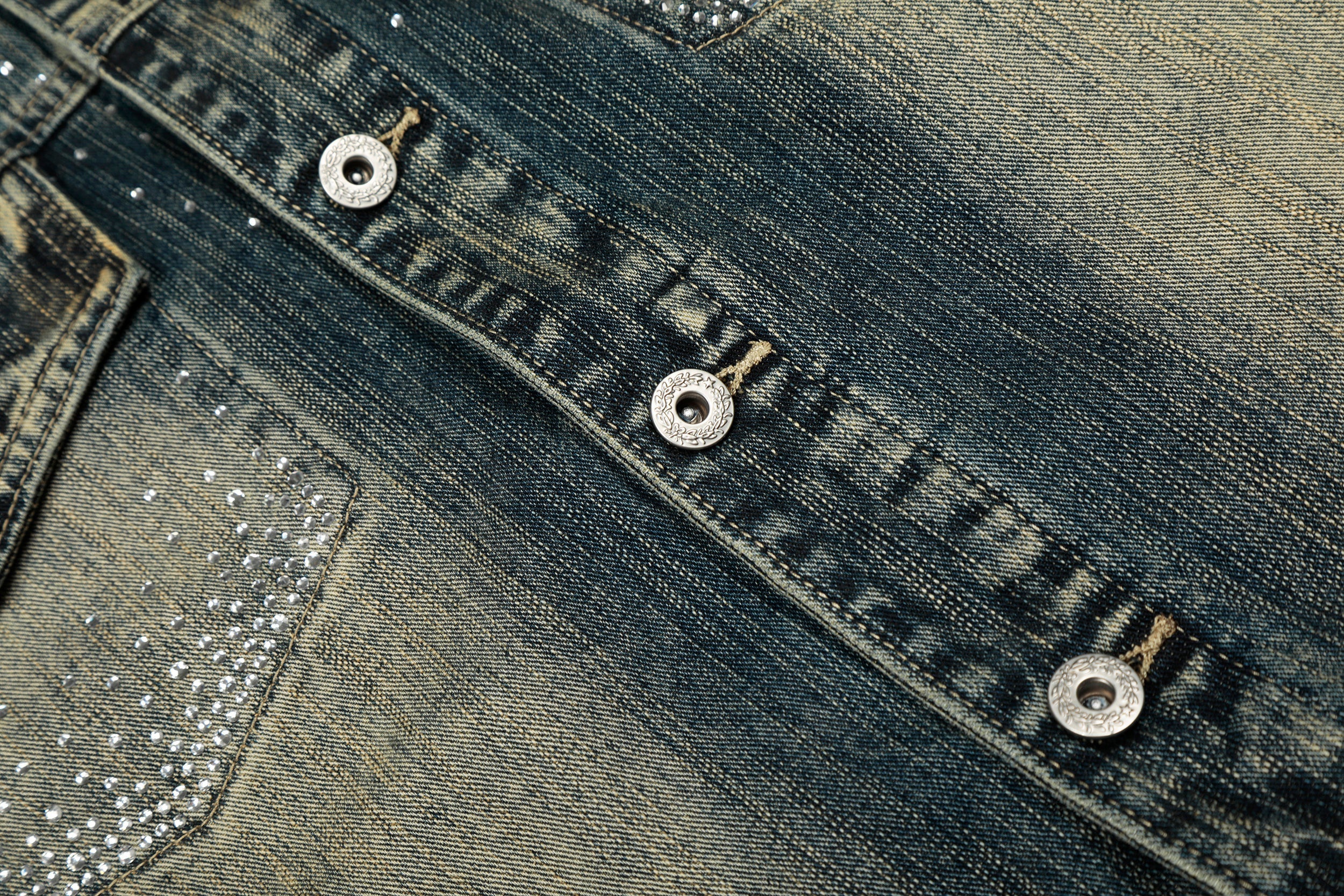 3-6-5.shop Rhinestone Gradient Denim Jacket