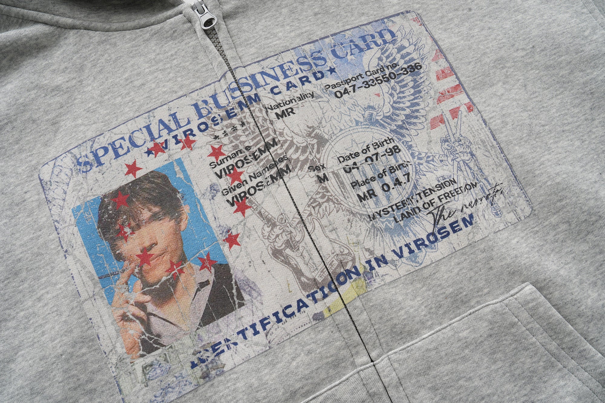 3-6-5.shop “Business Card” Graphic Zip Hoodie