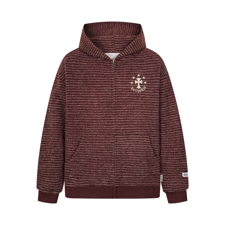 3-6-5.shop Striped Knit Zip Hoodie