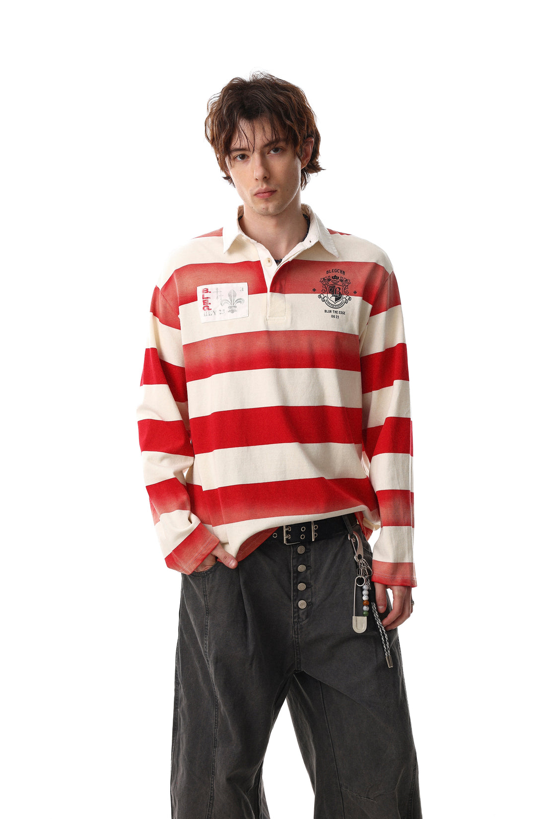 3-6-5.shop Striped Long Sleeve Rugby Shirt