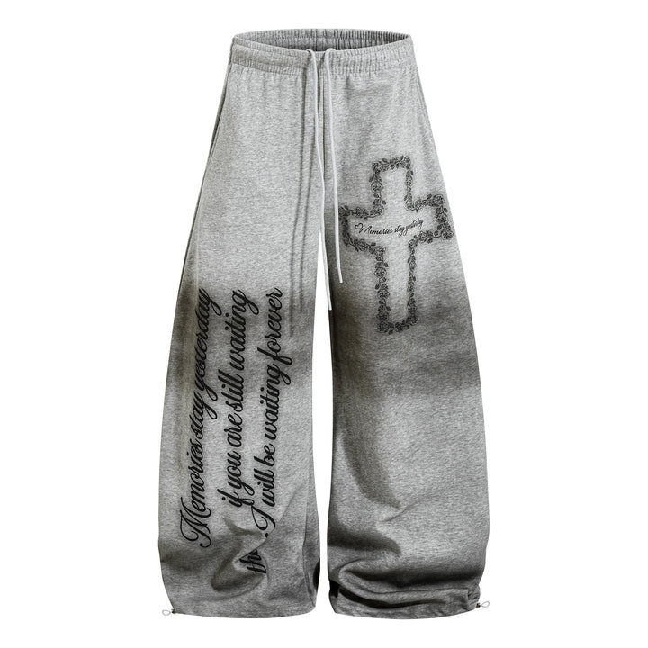 3-6-5.shop Cross Script Wide-Leg Sweatpants