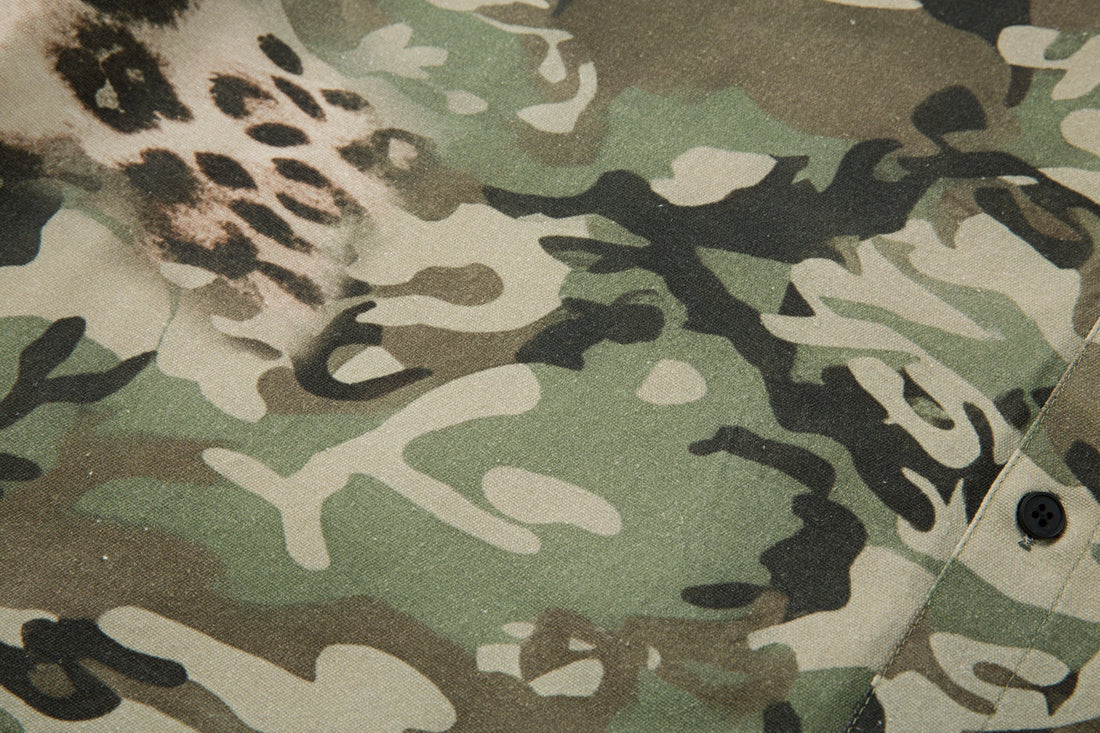 3-6-5.shop Layered Camo-Leopard Short-Sleeve Shirt