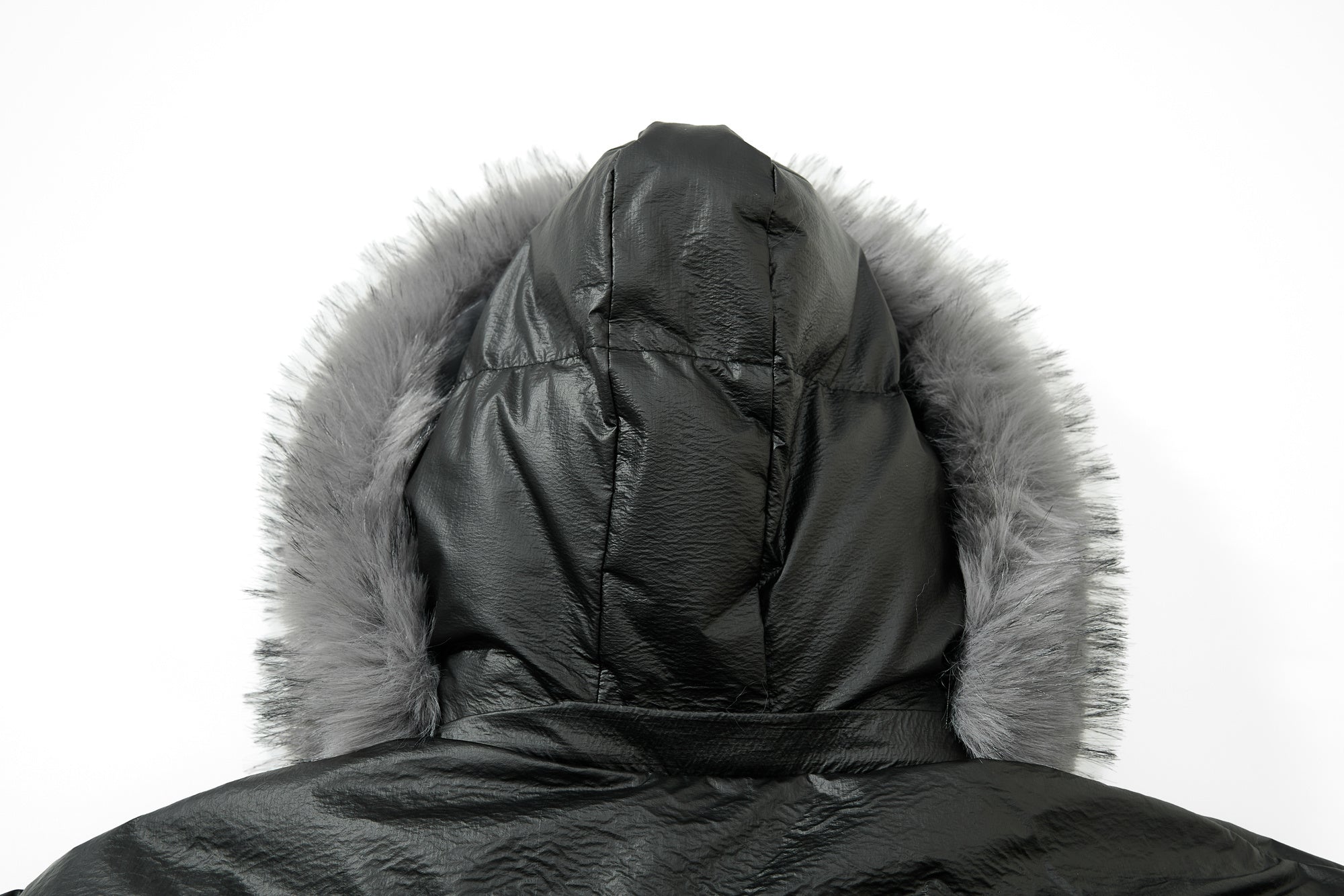 3-6-5.shop Shiny Fur-Trim Embroidered Puffer Jacket