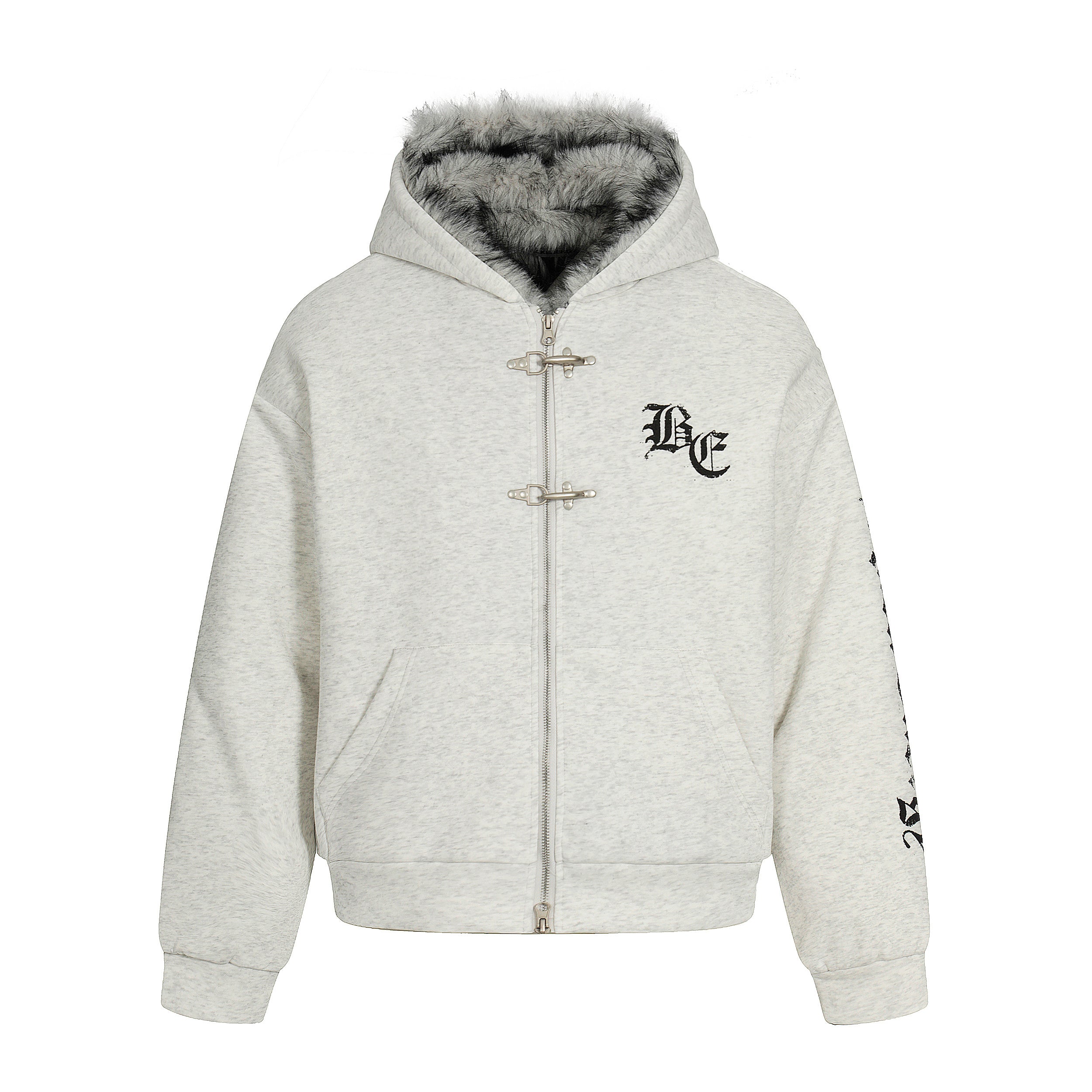 3-6-5.shop Faux Fur Lined Metal Clasp Hoodie Jacket