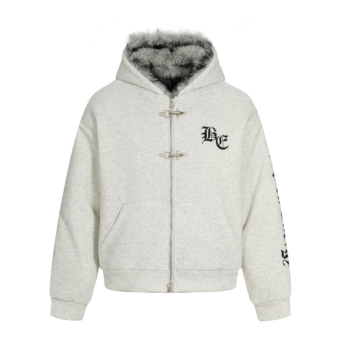3-6-5.shop Faux Fur Lined Metal Clasp Hoodie Jacket