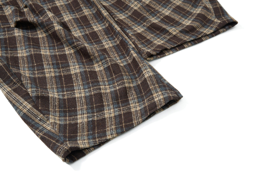 3-6-5.shop Vintage Check Wool-Blend Cargo Pants