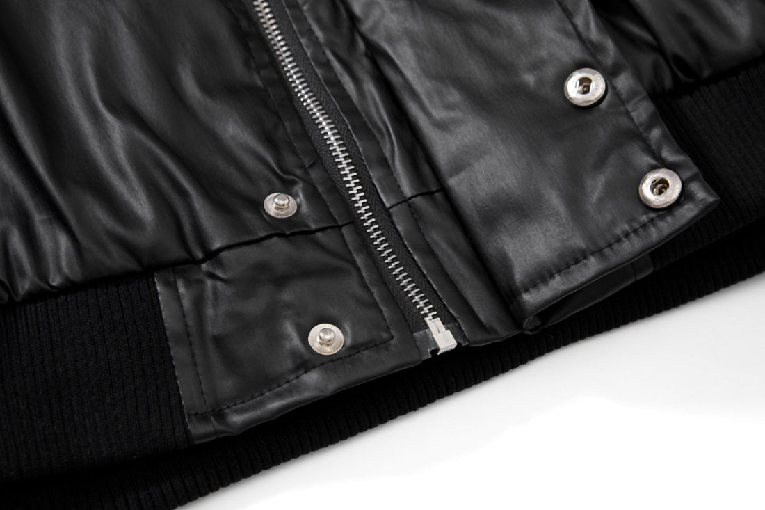 3-6-5.shop Dual-Zip PU Bomber Jacket