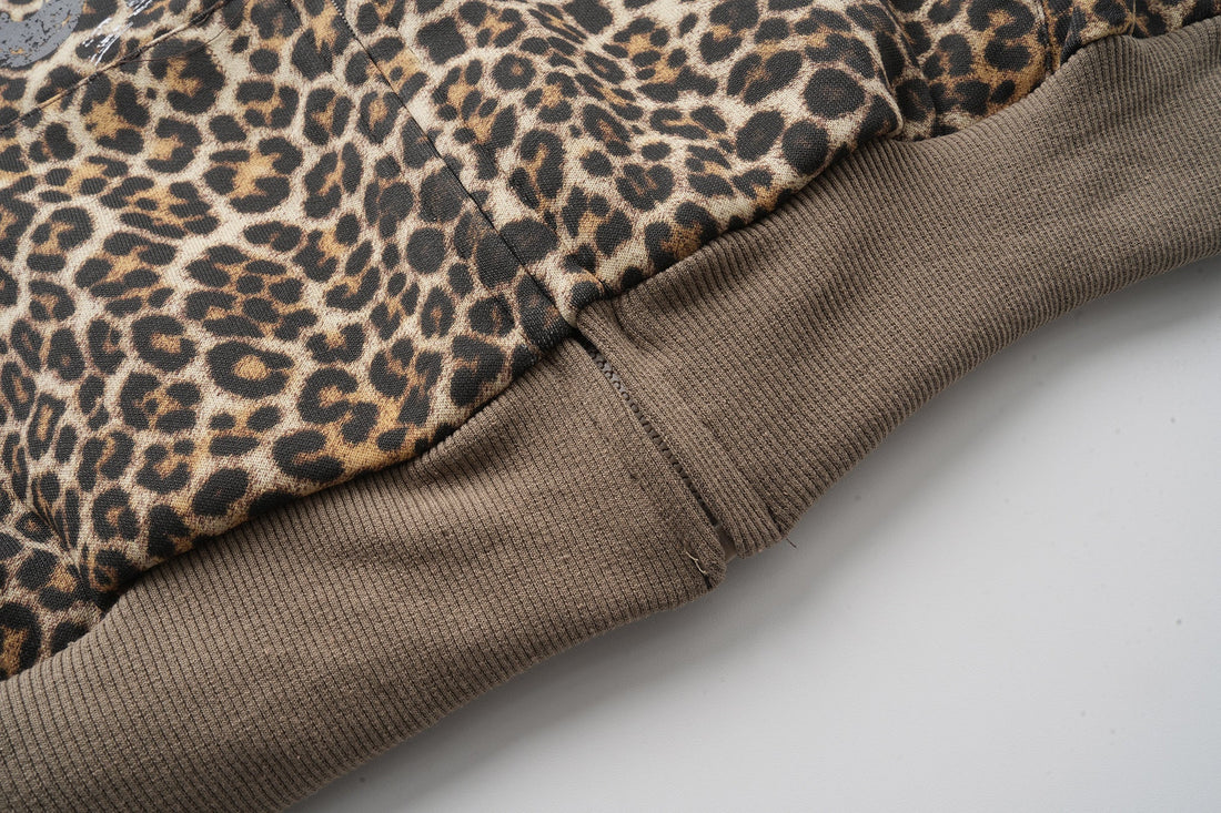 3-6-5.shop Leopard Graphic Zip-Up Hoodie