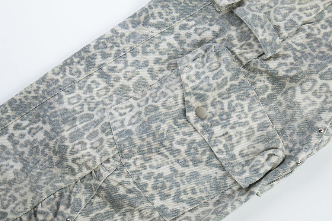 3-6-5.shop Leopard Utility Wide-Leg Pants