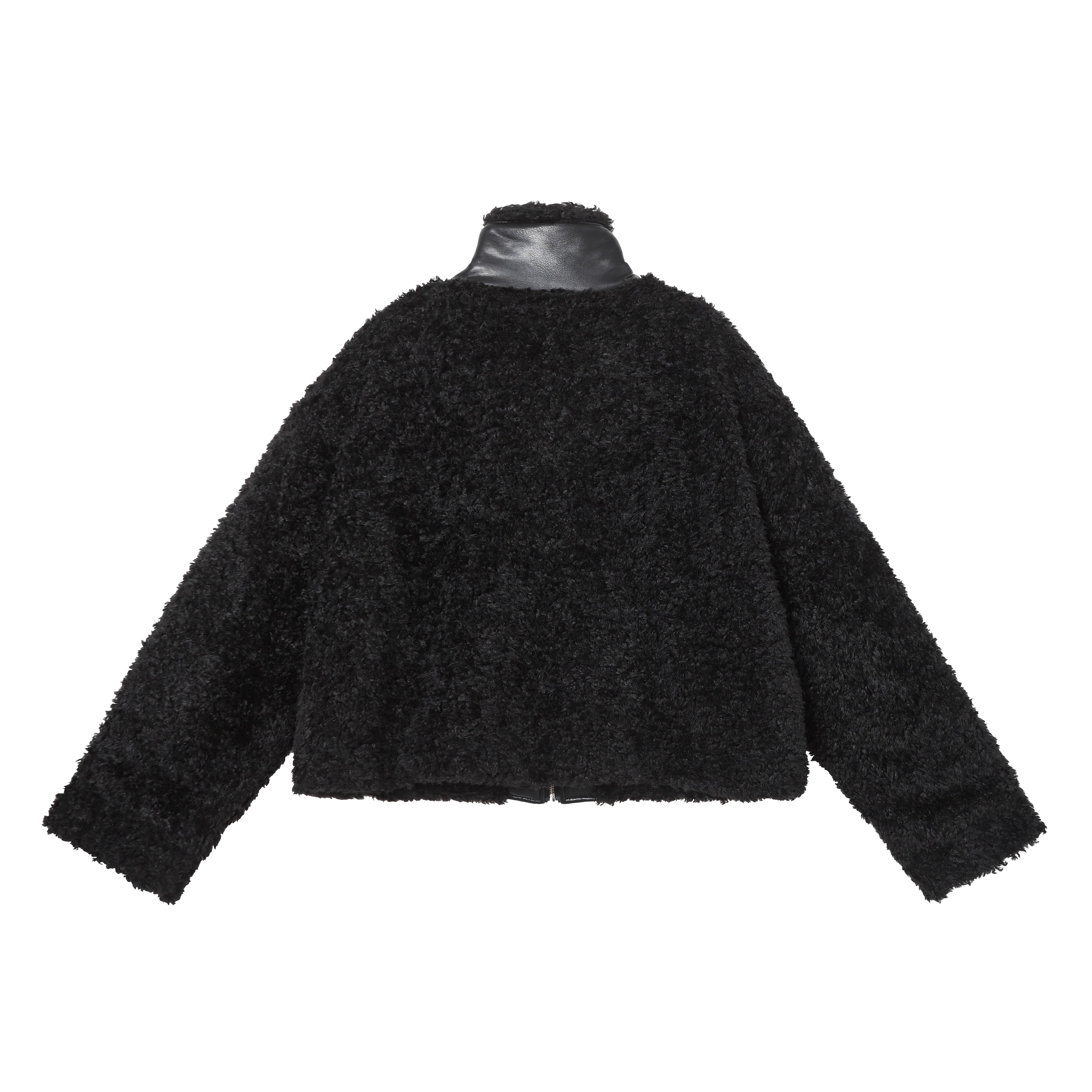 3-6-5.shop Faux Leather Patchwork Sherpa Jacket  Omirad