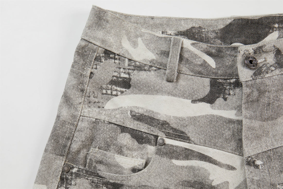 3-6-5.shop Camo Panelled Wide-Leg Pants