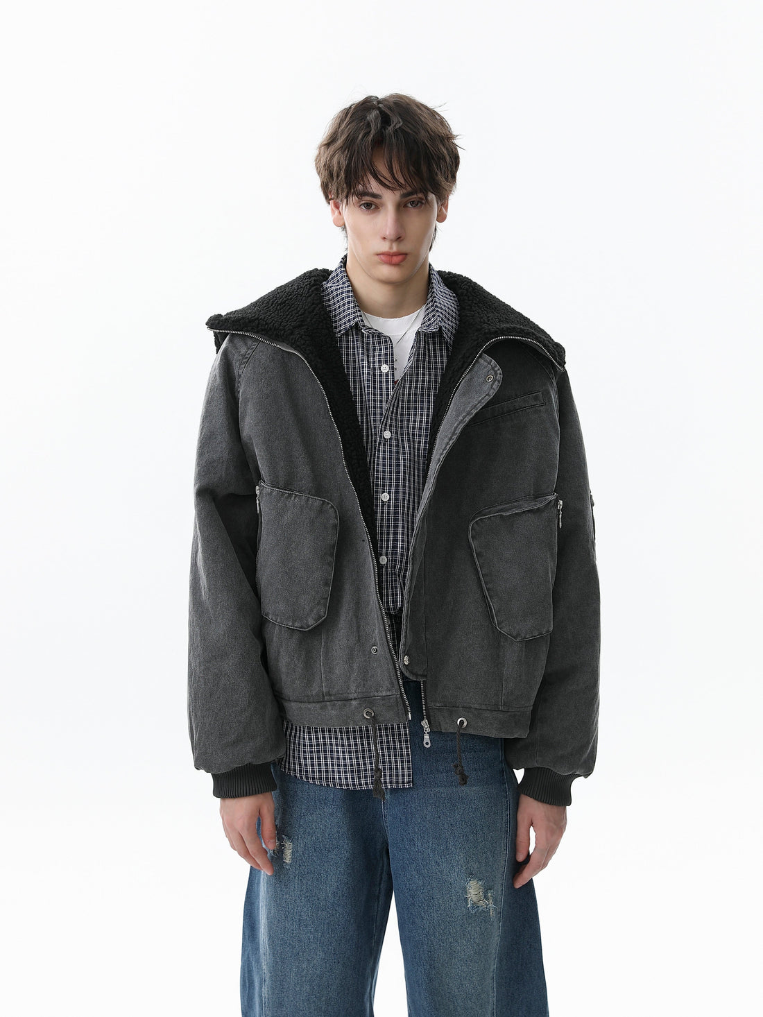 3-6-5.shop Washed Utility Hooded Jacket