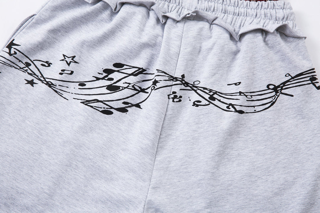 3-6-5.shop Music Graphic Wide-Leg Sweatpants