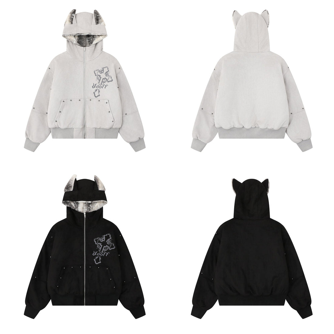 3-6-5.shop Furry-Ear Stretch Hoodie Jacket