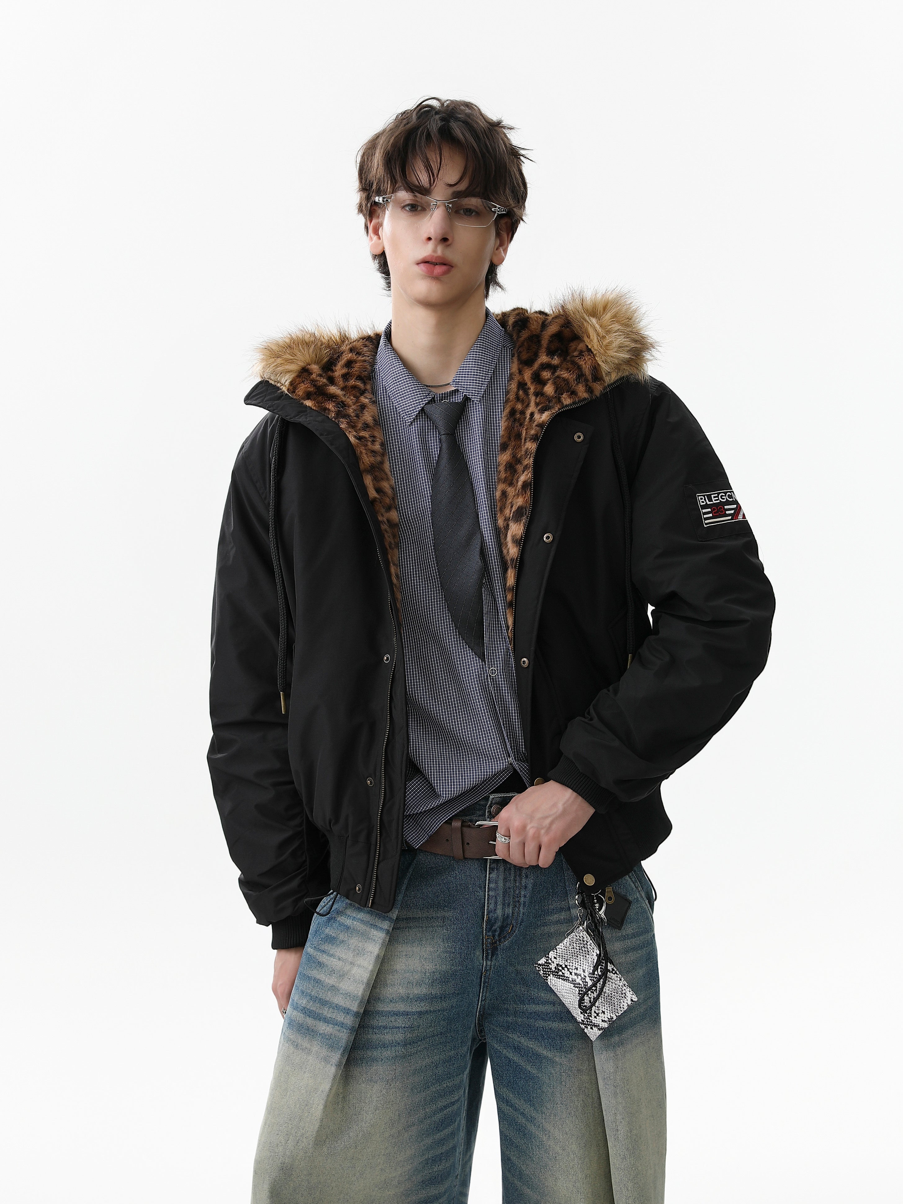 3-6-5.shop Faux-Fur Hooded Bomber Jacket