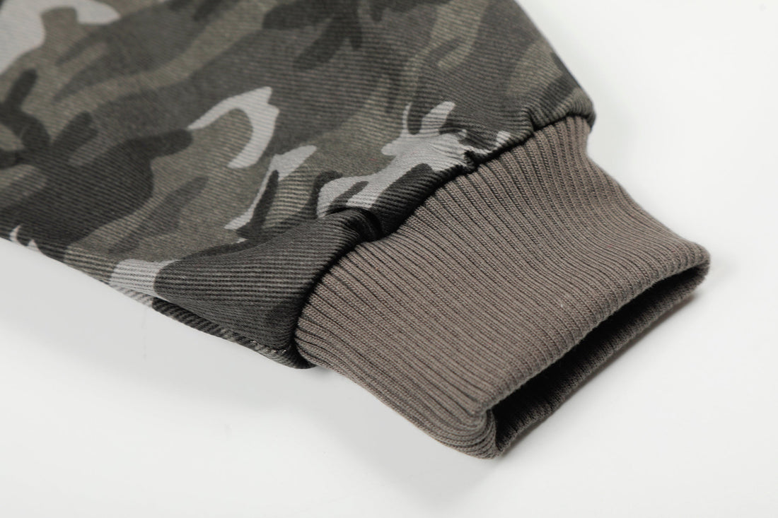 3-6-5.shop Camo Sleeve Varsity Jacket