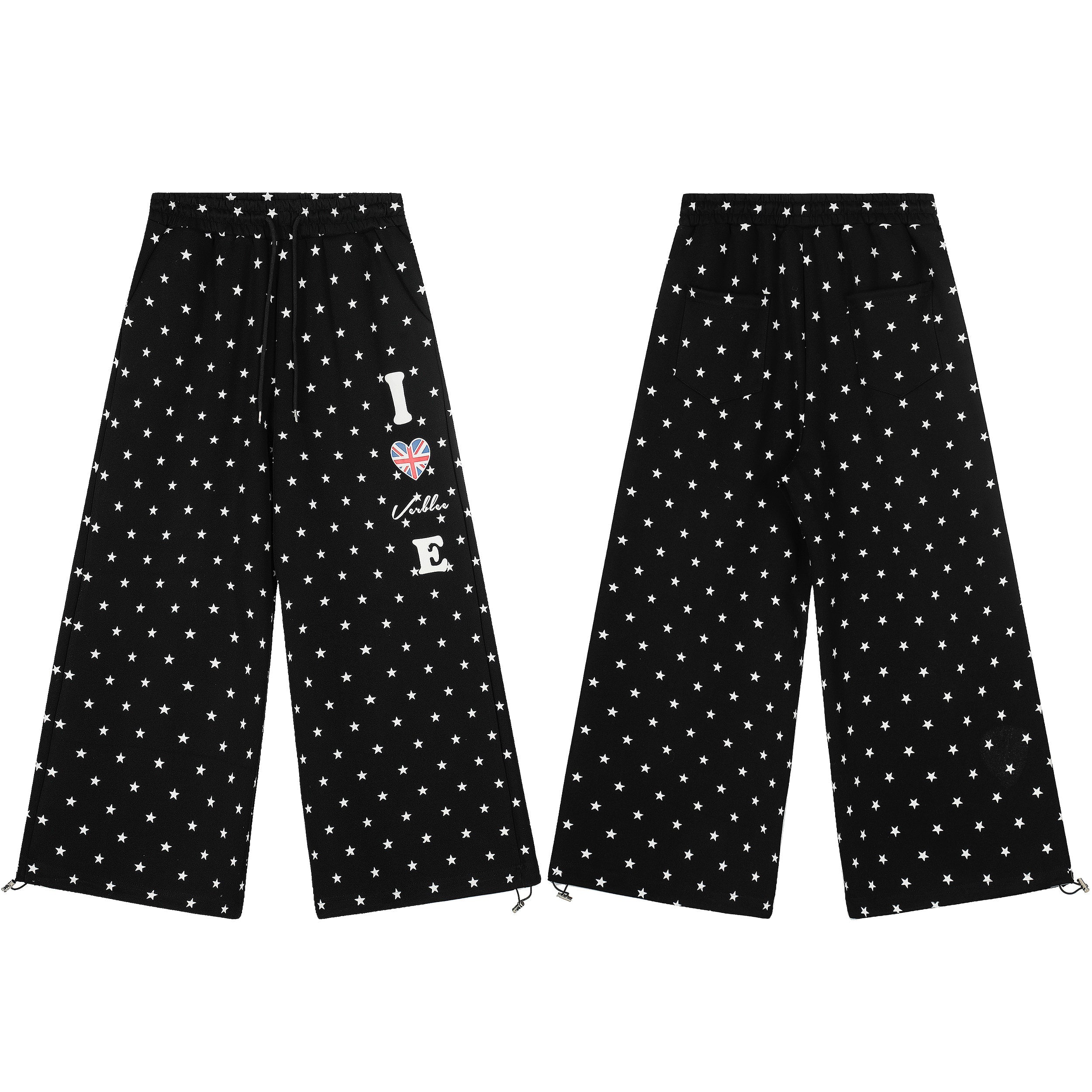 3-6-5.shop All-Over Star Print Wide-Leg Pants
