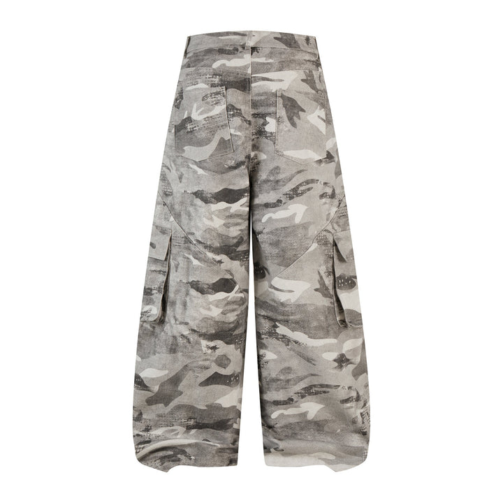 3-6-5.shop Camo Panelled Wide-Leg Pants