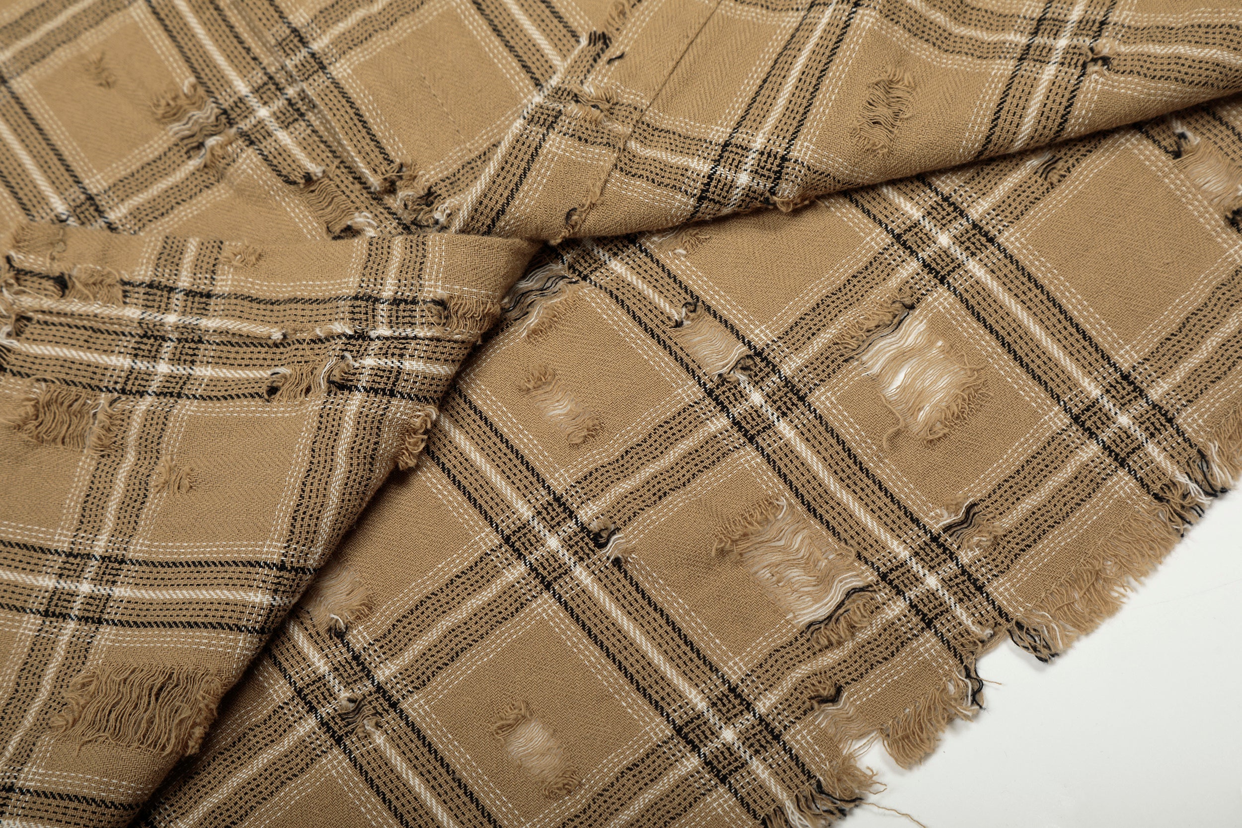 3-6-5.shop Distressed Plaid Shirt Jacket
