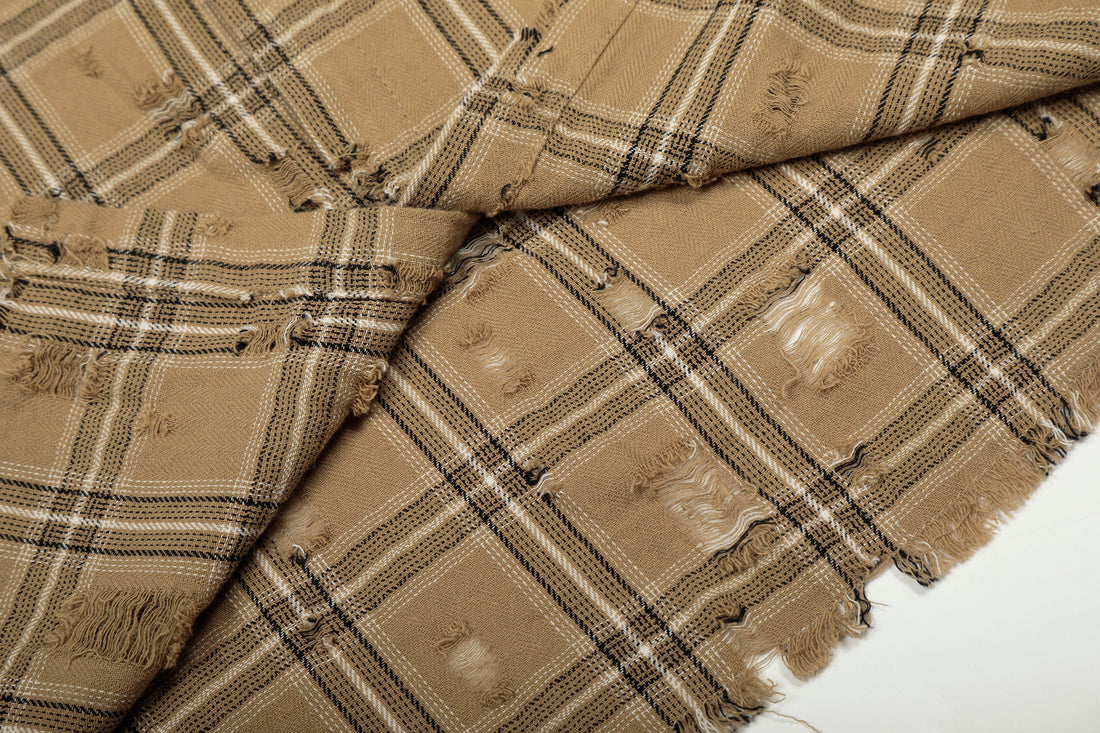 3-6-5.shop Distressed Plaid Shirt Jacket