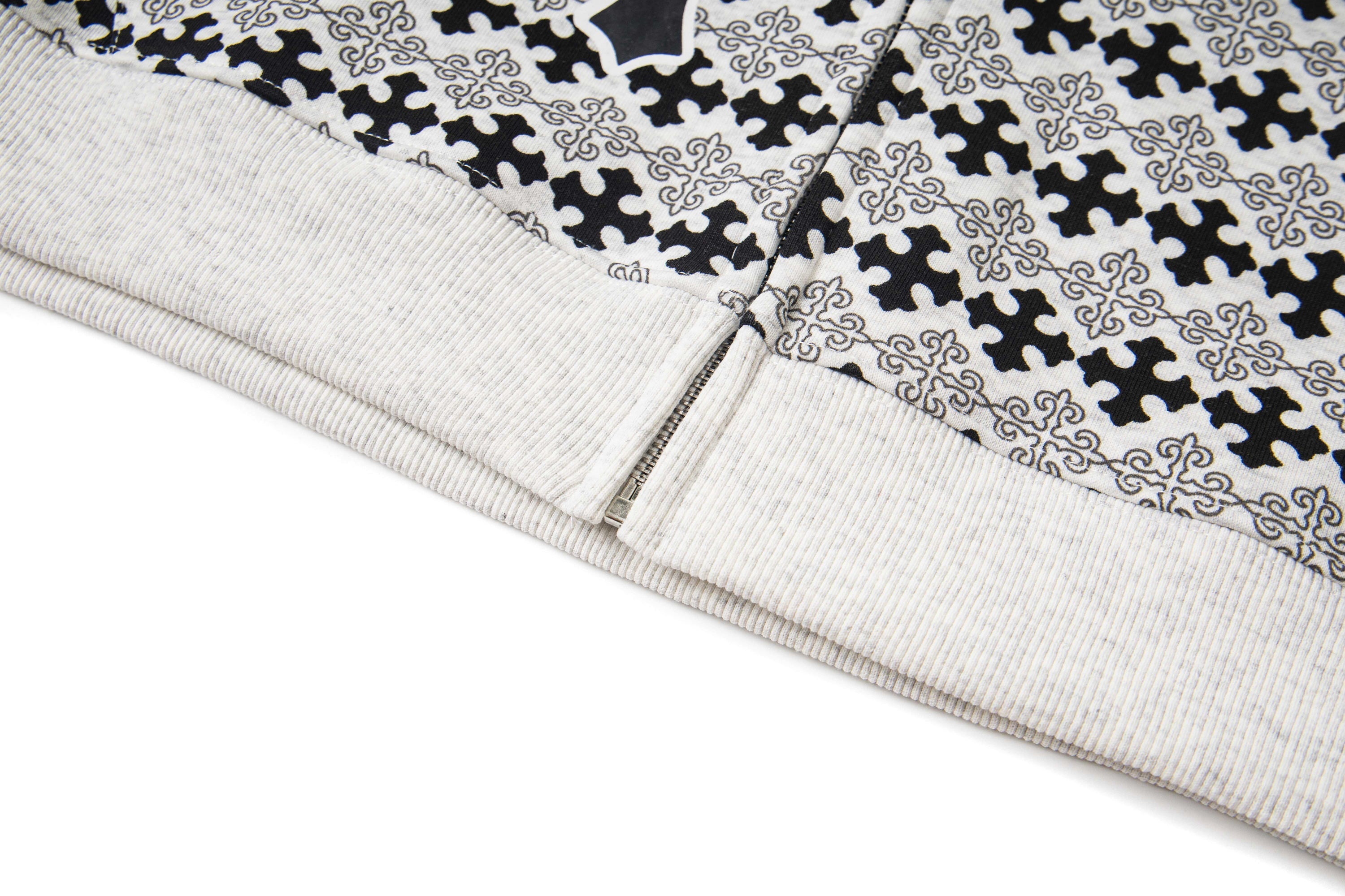 3-6-5.shop Gothic Pattern Full-Zip Hoodie