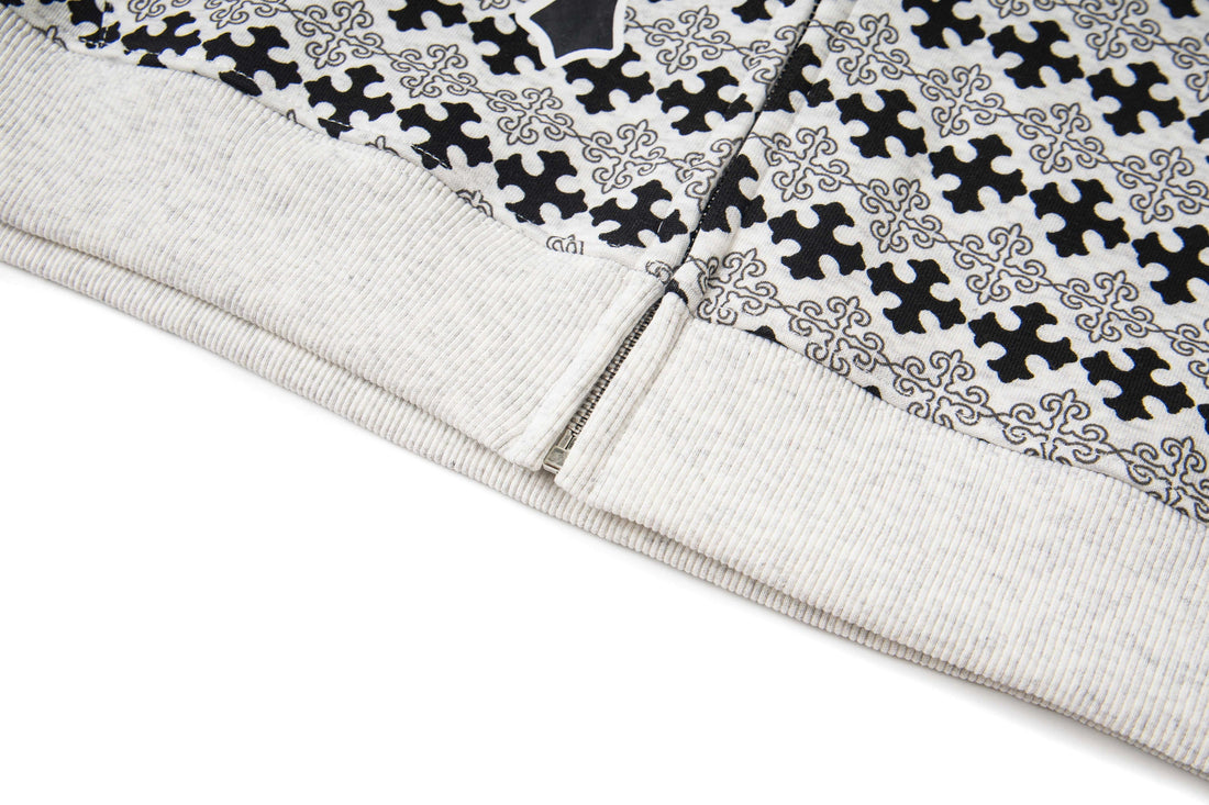 3-6-5.shop Gothic Pattern Full-Zip Hoodie