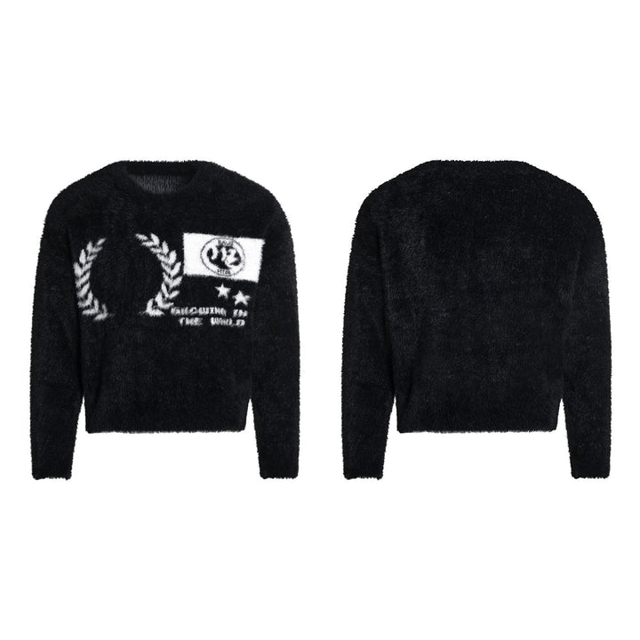 3-6-5.shop Fluffy Crest Knit Sweater