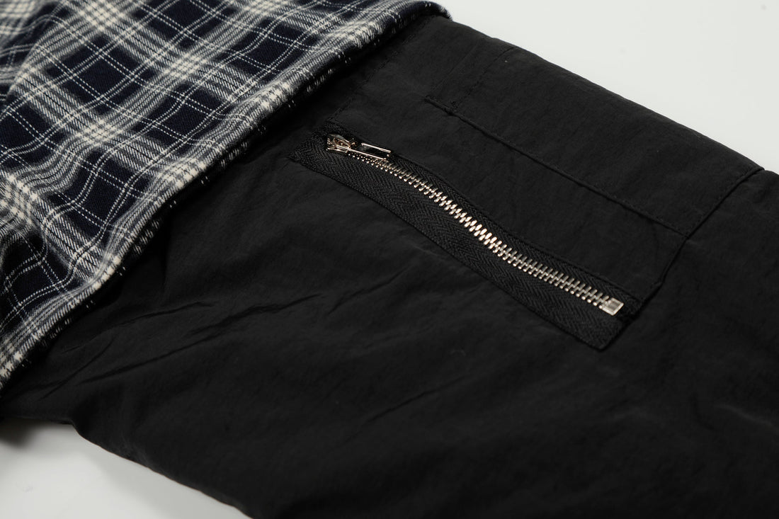 3-6-5.shop Plaid Hybrid Bomber Jacket