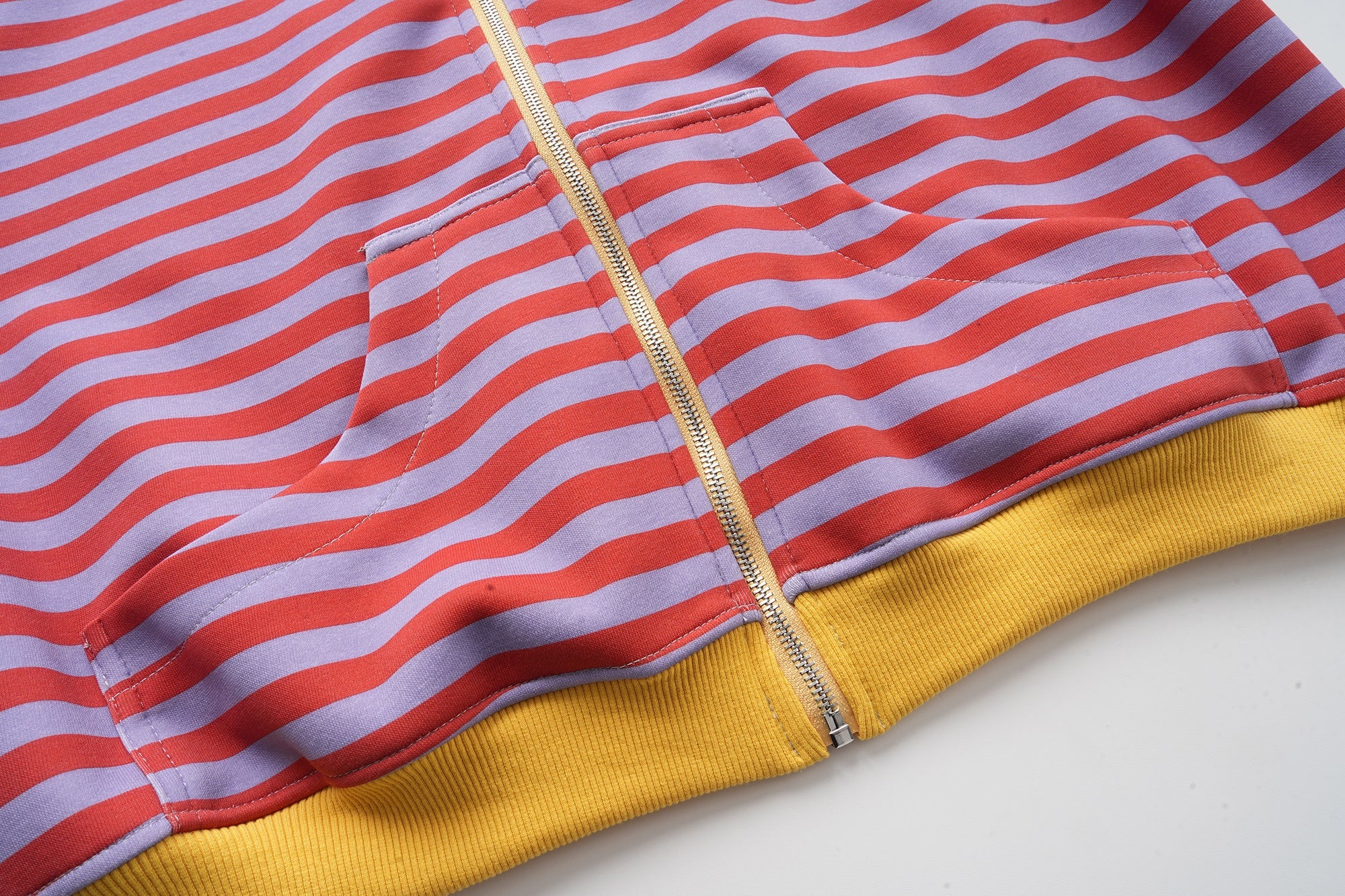 3-6-5.shop Striped Zip-Up Hoodie