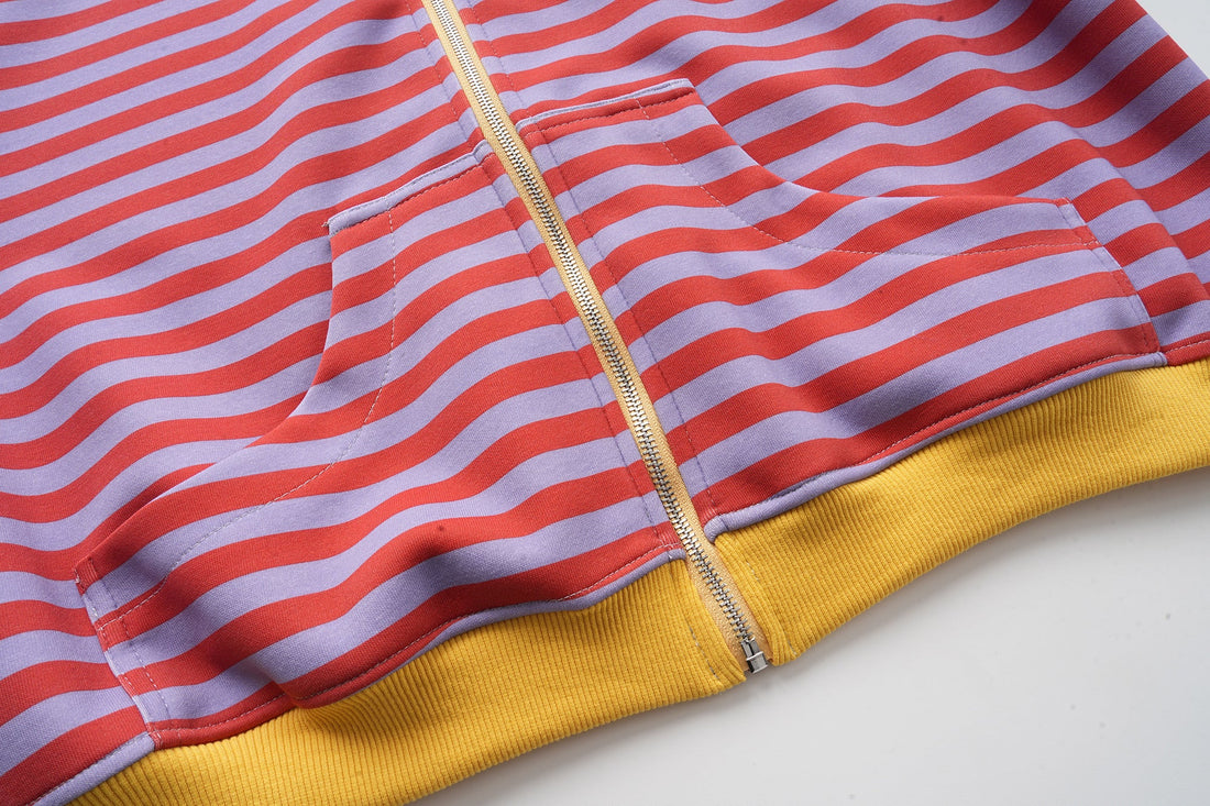 3-6-5.shop Striped Zip-Up Hoodie