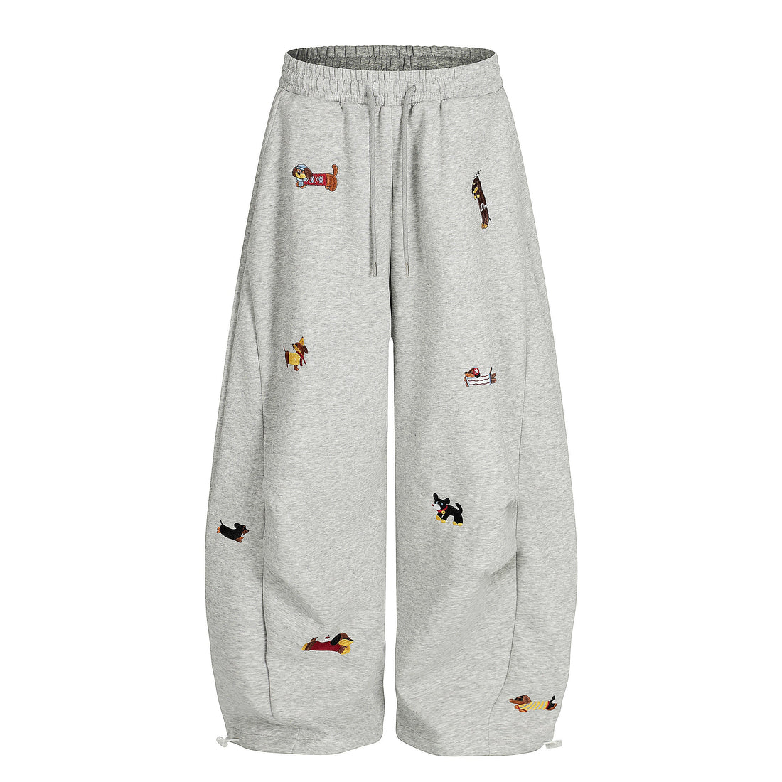 3-6-5.shop Embroidered Dog Motif Sweatpants
