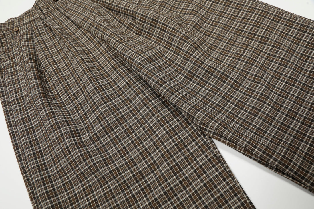 3-6-5.shop Vintage Check Wide-Leg Pants