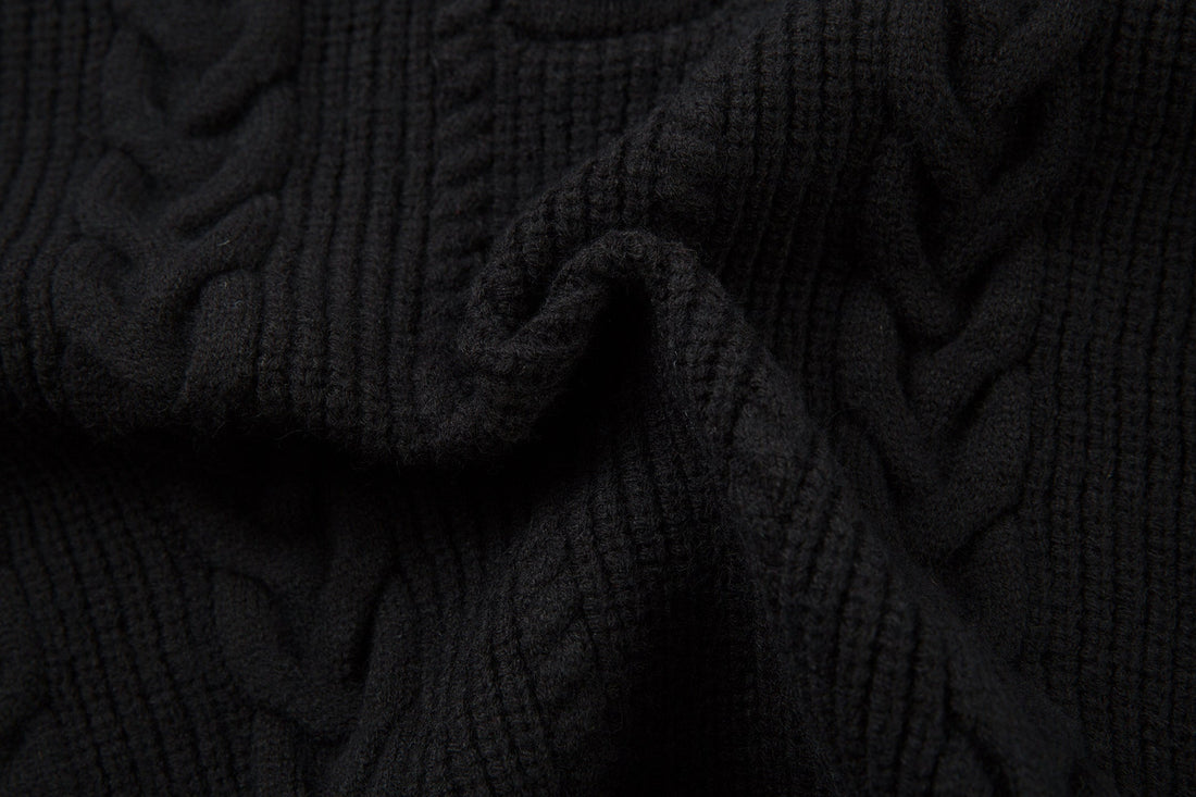 3-6-5.shop Vintage Cable Knit Polo Sweater