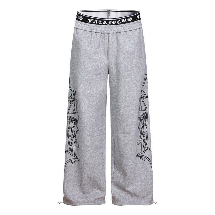 3-6-5.shop Gothic Outline Wide-Leg Sweatpants