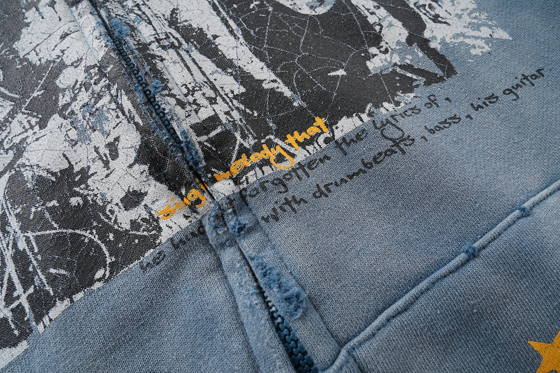 3-6-5.shop Vintage Graphic Zip-Up Hoodie