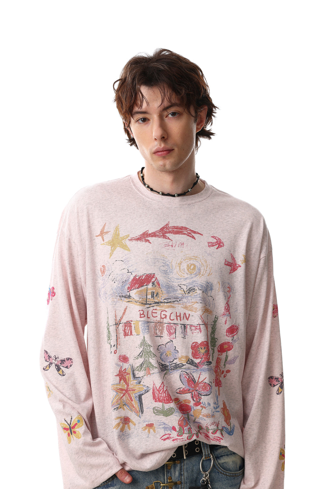 3-6-5.shop Hand-Drawn Art Graphic Long Sleeve Tee