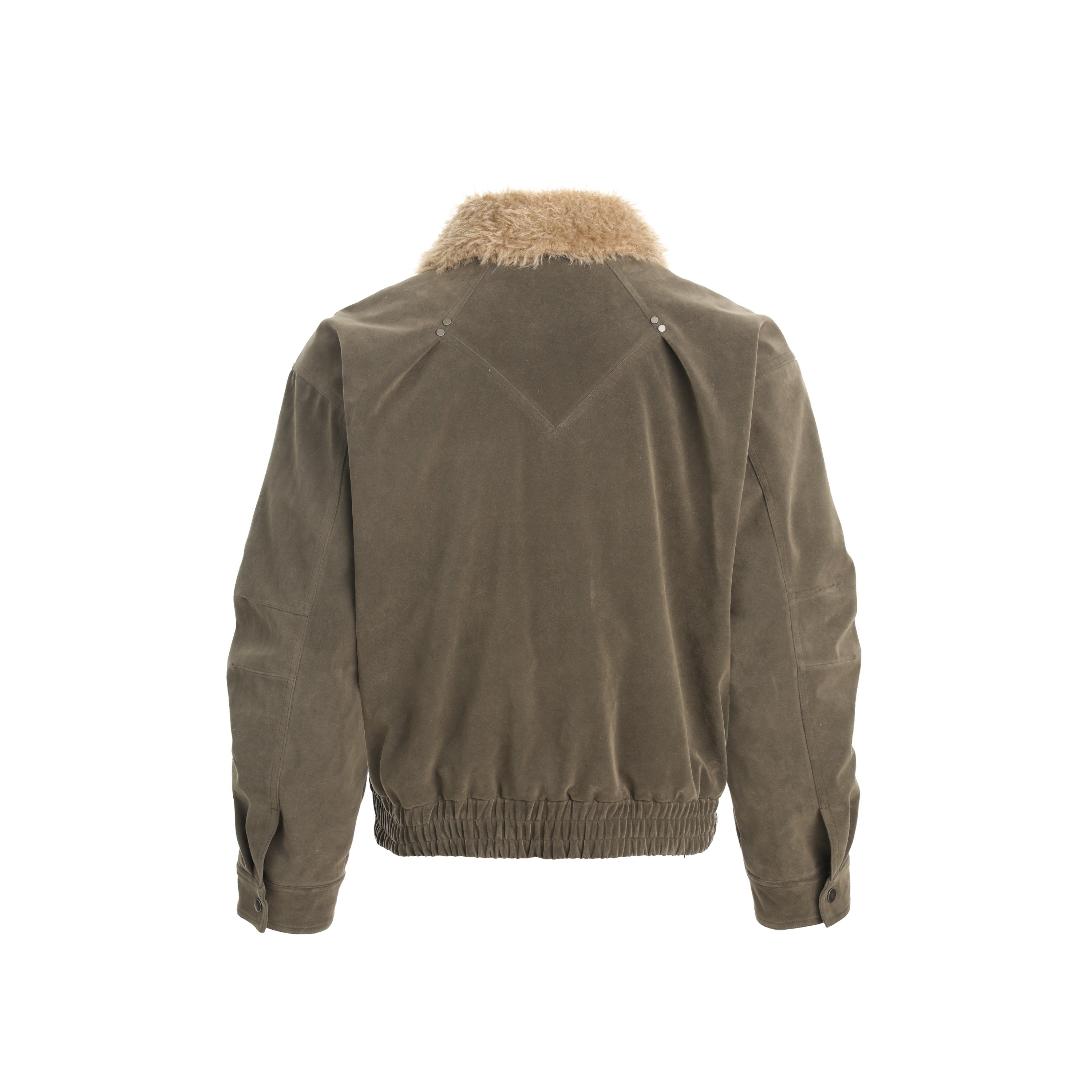 3-6-5.shop Faux-Fur Collar Vintage Bomber Jacket