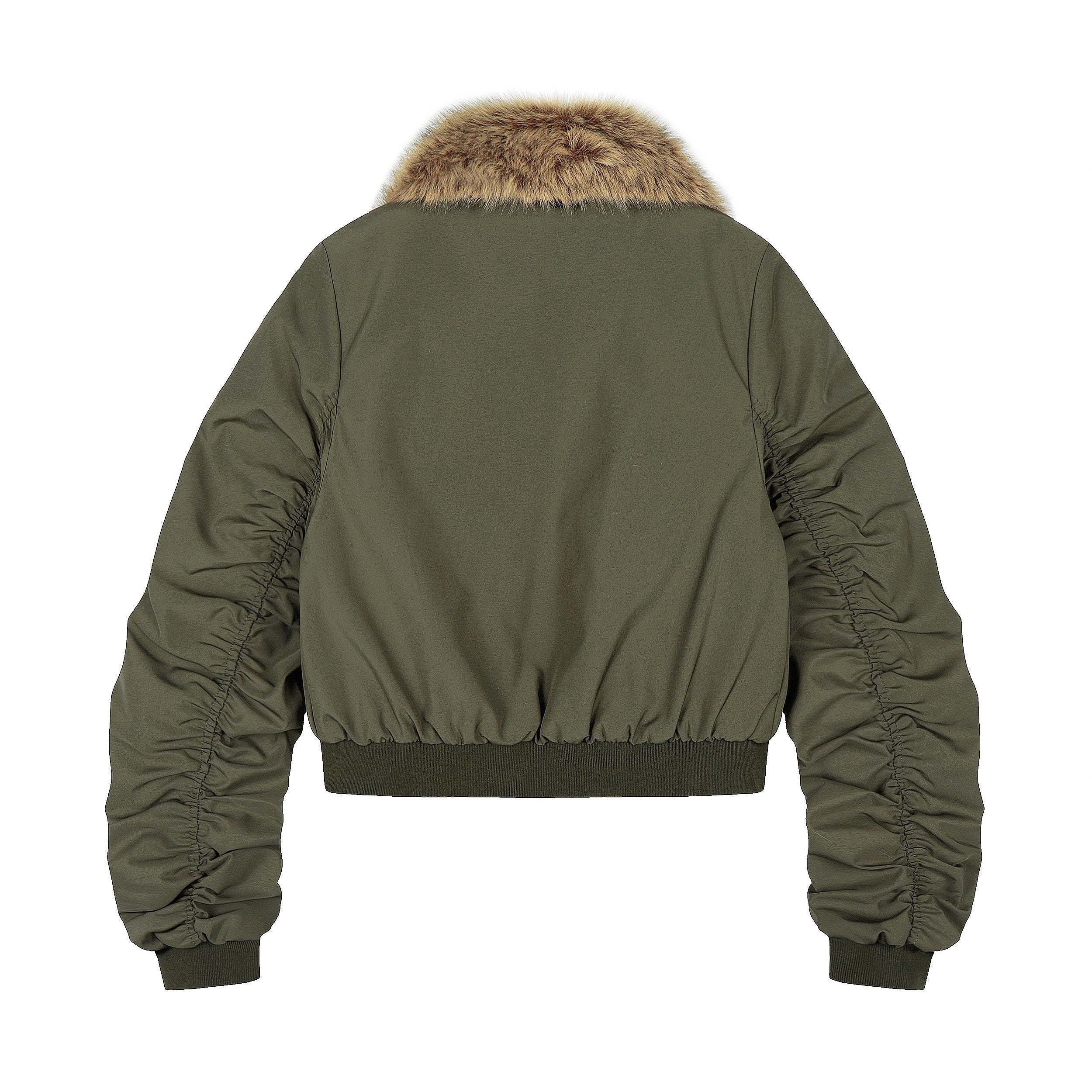 3-6-5.shop Detachable Faux Fur Scarf Bomber Jacket