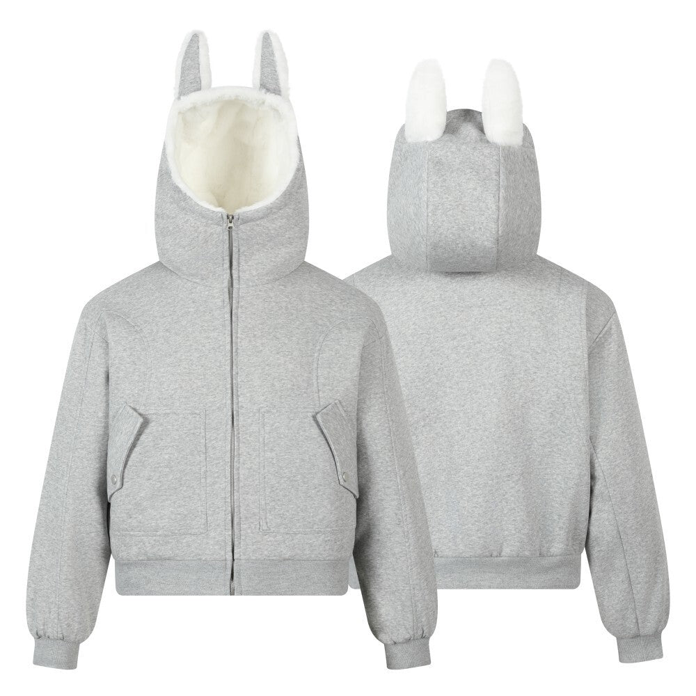 3-6-5.shop Bunny Ear Sherpa Hoodie Jacket