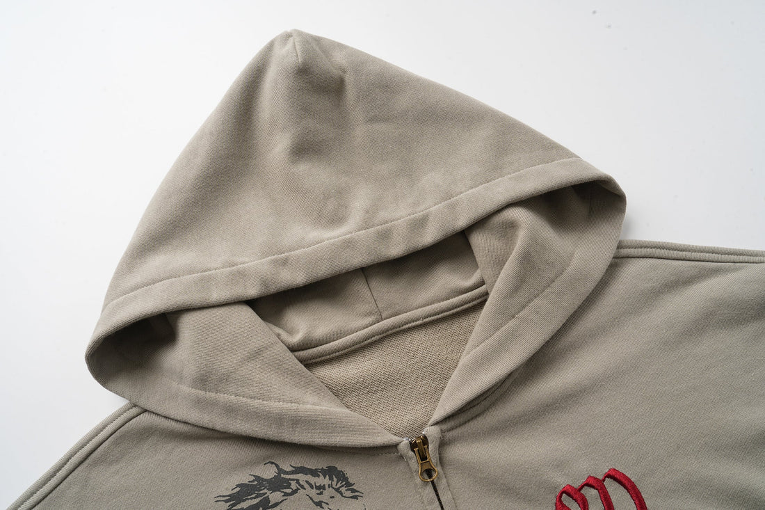 3-6-5.shop Graphic Zip-Up Hoodie