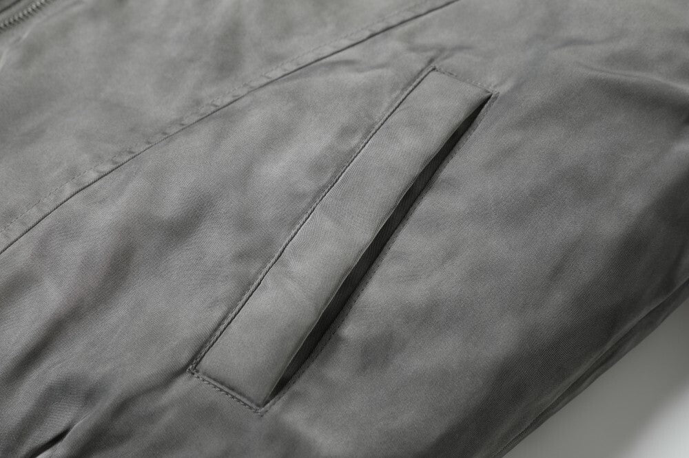 3-6-5.shop Washed Grey Bomber Jacket