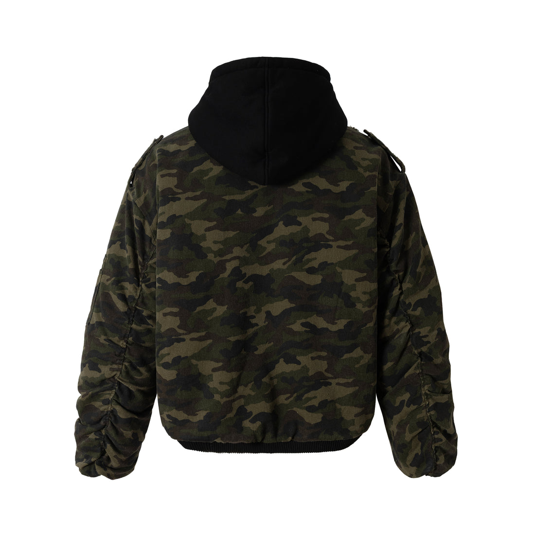 3-6-5.shop Camo Hook Detail Distressed Jacket