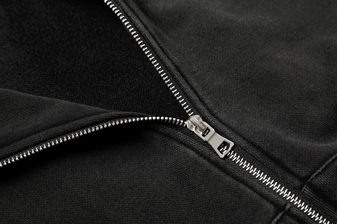 3-6-5.shop Studded Zip-Up Hoodie