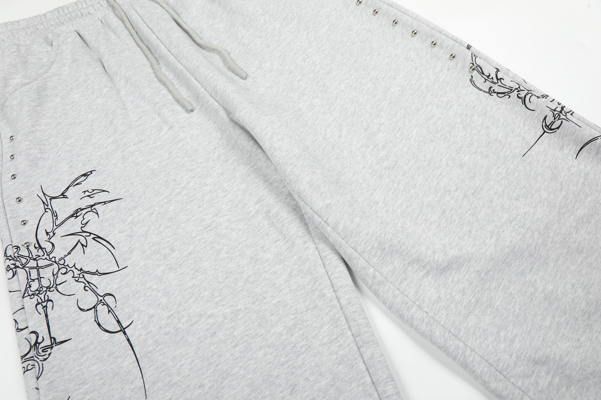 3-6-5.shop Gothic Line Graphic Wide-Leg Sweatpants