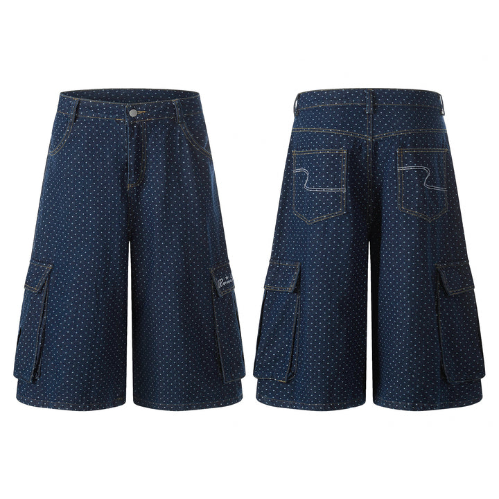3-6-5.shop Polka Dot Denim Cargo Shorts