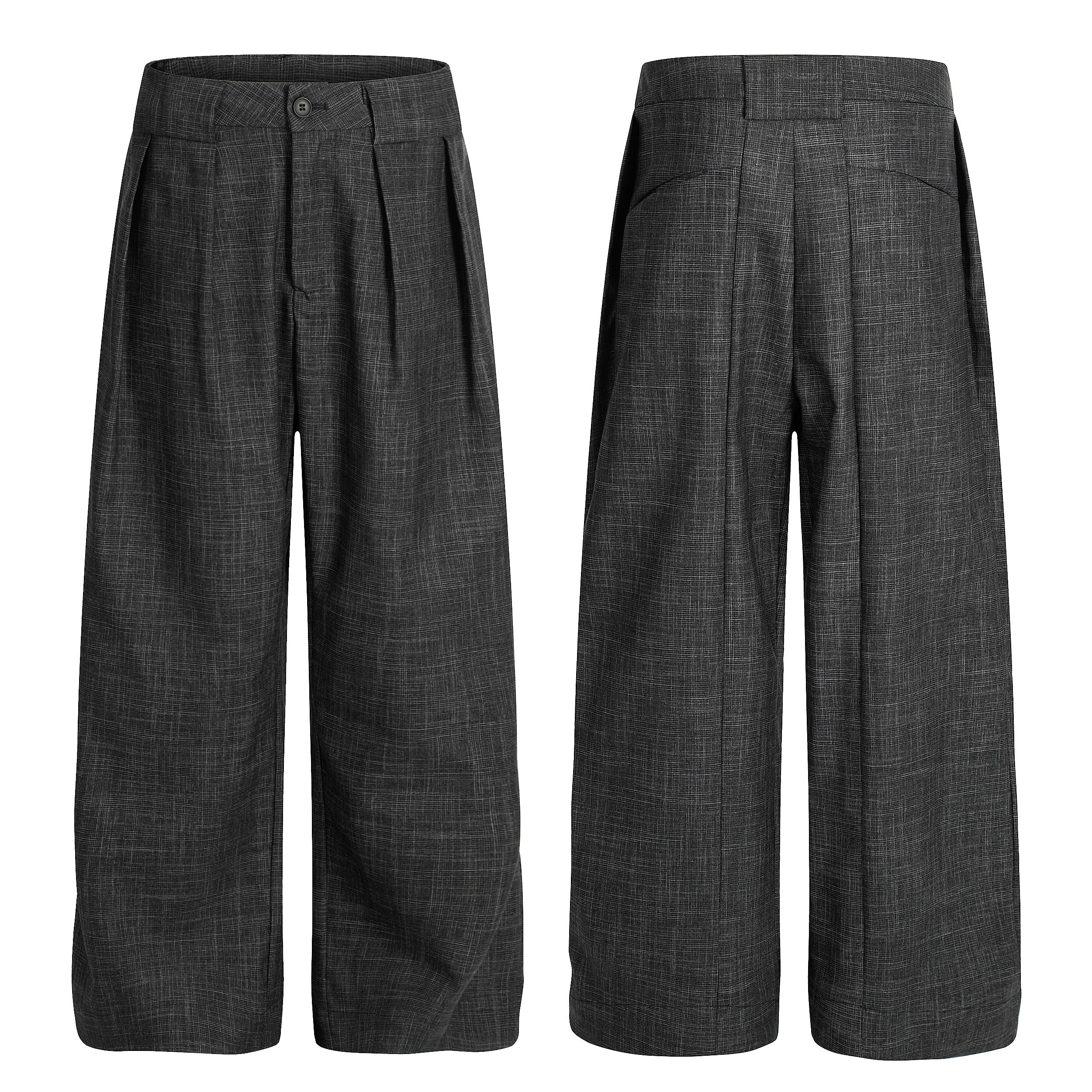 3-6-5.shop Textured Pleated Wide-Leg Trousers